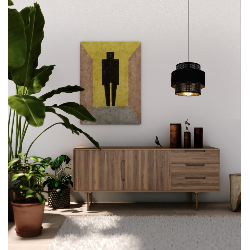 Ljuskrona med upphängningsrem NESS 1xE27/60W/230V svart