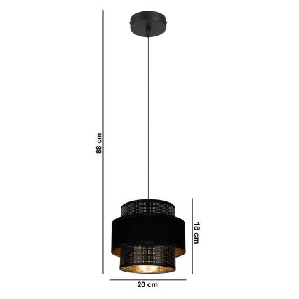 Ljuskrona med upphängningsrem NESS 1xE27/60W/230V svart