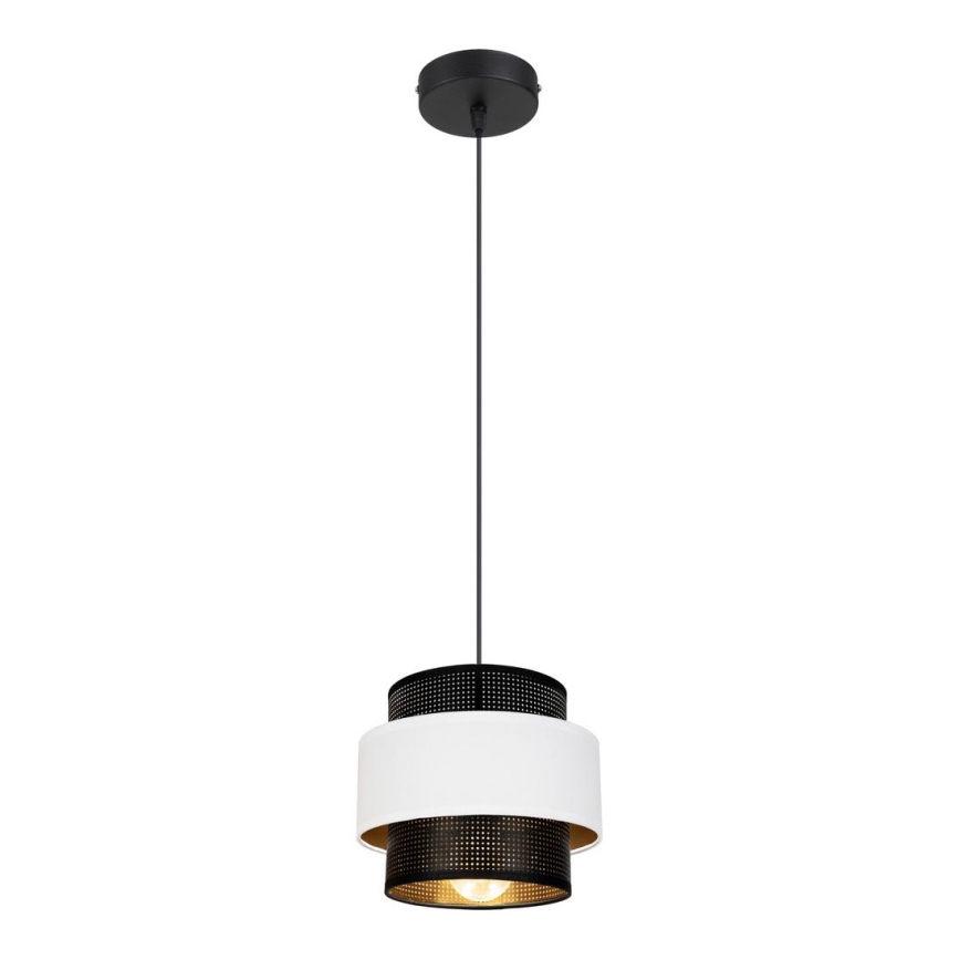 Ljuskrona med upphängningsrem NESS 1xE27/60W/230V svart/vit