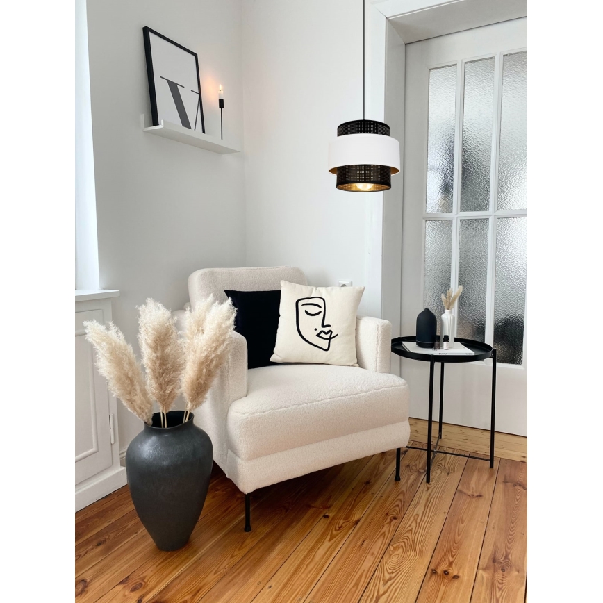 Ljuskrona med upphängningsrem NESS 1xE27/60W/230V svart/vit