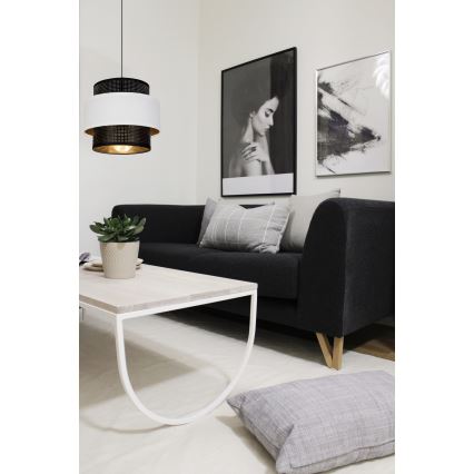 Ljuskrona med upphängningsrem NESS 1xE27/60W/230V svart/vit