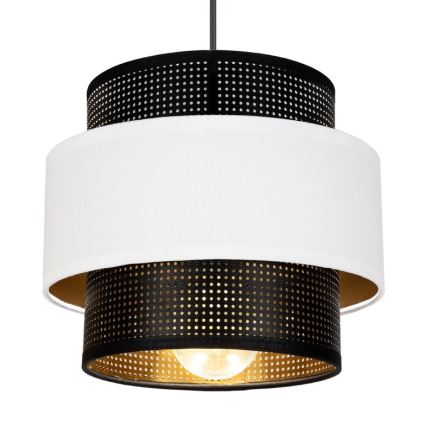 Ljuskrona med upphängningsrem NESS 1xE27/60W/230V svart/vit