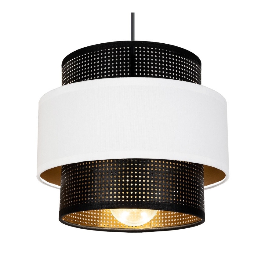 Ljuskrona med upphängningsrem NESS 1xE27/60W/230V svart/vit