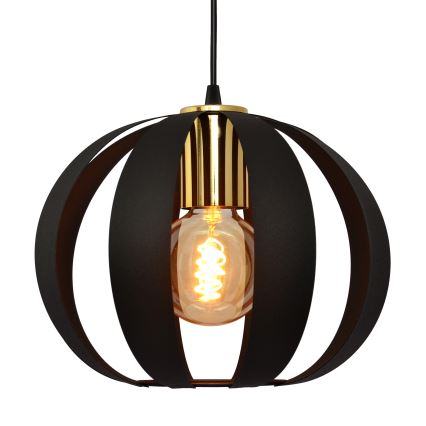 Ljuskrona med upphängningsrem NEWTON 3xE27/15W/230V svart/gyllene