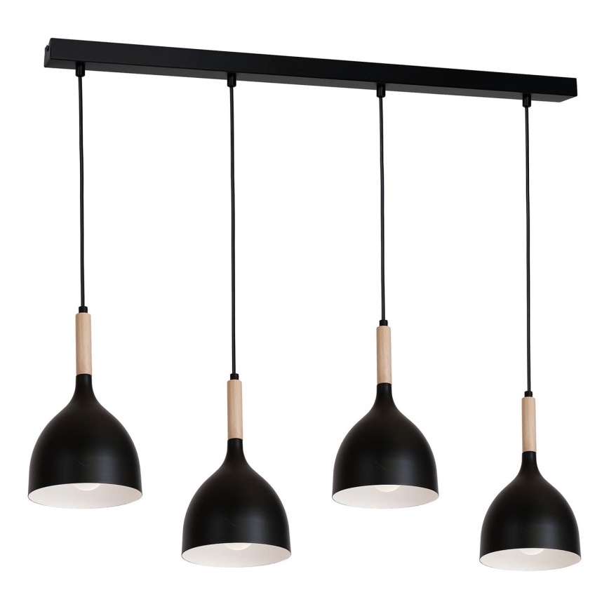 Ljuskrona med upphängningsrem NOAK WOOD 4xE27/60W/230V