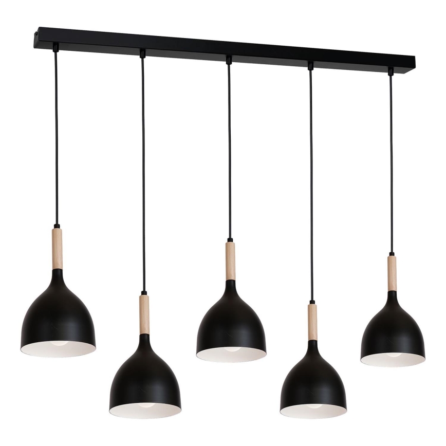Ljuskrona med upphängningsrem NOAK WOOD 5xE27/60W/230V