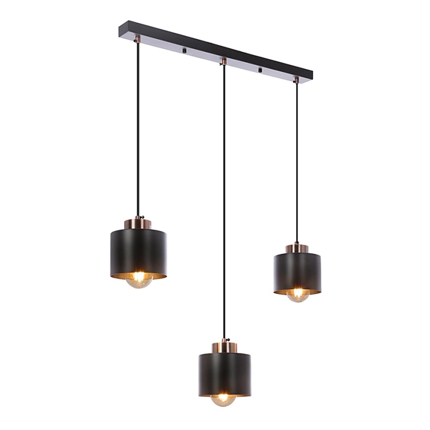 Ljuskrona med upphängningsrem OLENA 3xE27/60W/230V svart