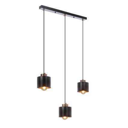 Ljuskrona med upphängningsrem OLENA 3xE27/60W/230V svart