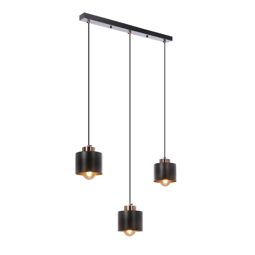 Ljuskrona med upphängningsrem OLENA 3xE27/60W/230V svart