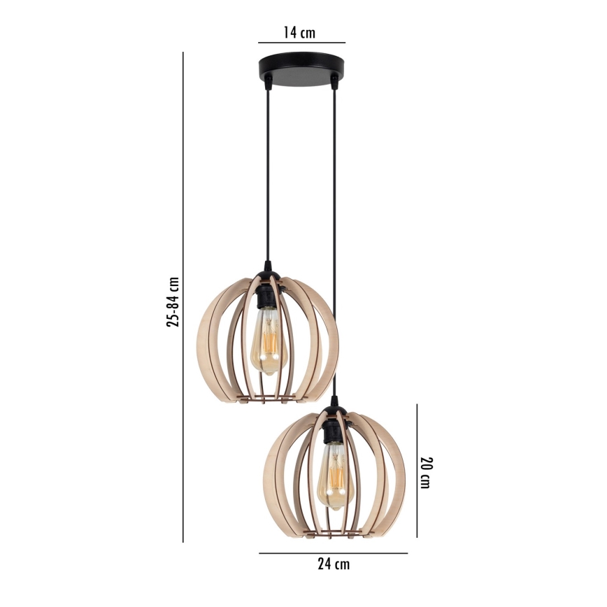 Ljuskrona med upphängningsrem  påRO 2xE27/60W/230V