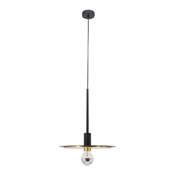 Ljuskrona med upphängningsrem PENY 1xE27/11W/230V svart/gyllene