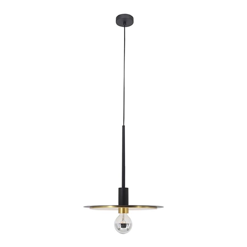 Ljuskrona med upphängningsrem PENY 1xE27/11W/230V svart/gyllene