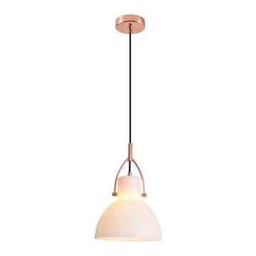 Ljuskrona med upphängningsrem RACK 1xE27/11W/230V vit/koppar