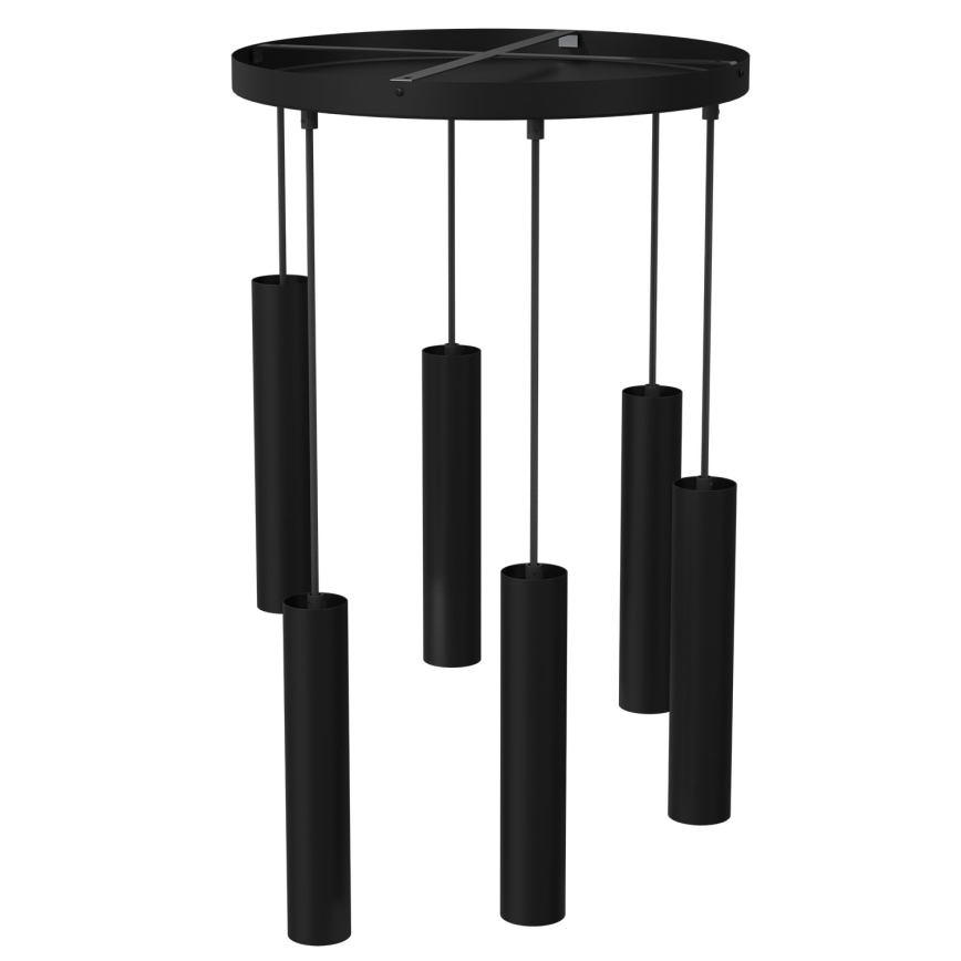 Ljuskrona med upphängningsrem RAITO 6xGU10/8W/230V svart