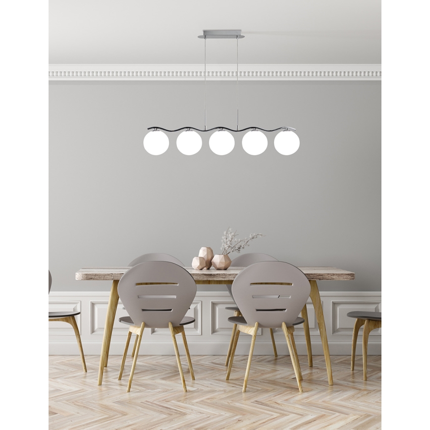 Ljuskrona med upphängningsrem RAMON 5xG9/40W/230V skinande krom