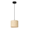 Ljuskrona med upphängningsrem RATTAN 1xE27/60W/230V diameter 18 cm rotting