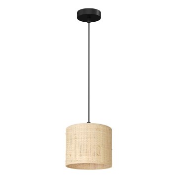 Ljuskrona med upphängningsrem RATTAN 1xE27/60W/230V diameter 18 cm rotting