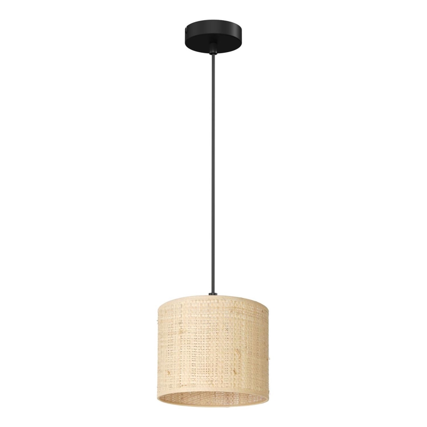 Ljuskrona med upphängningsrem RATTAN 1xE27/60W/230V diameter 18 cm rotting