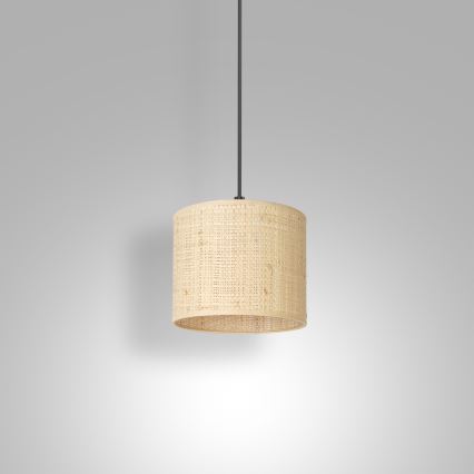 Ljuskrona med upphängningsrem RATTAN 1xE27/60W/230V diameter 18 cm rotting