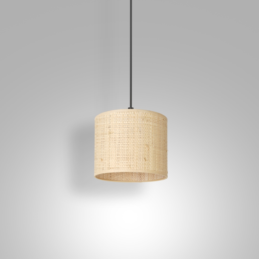 Ljuskrona med upphängningsrem RATTAN 1xE27/60W/230V diameter 18 cm rotting