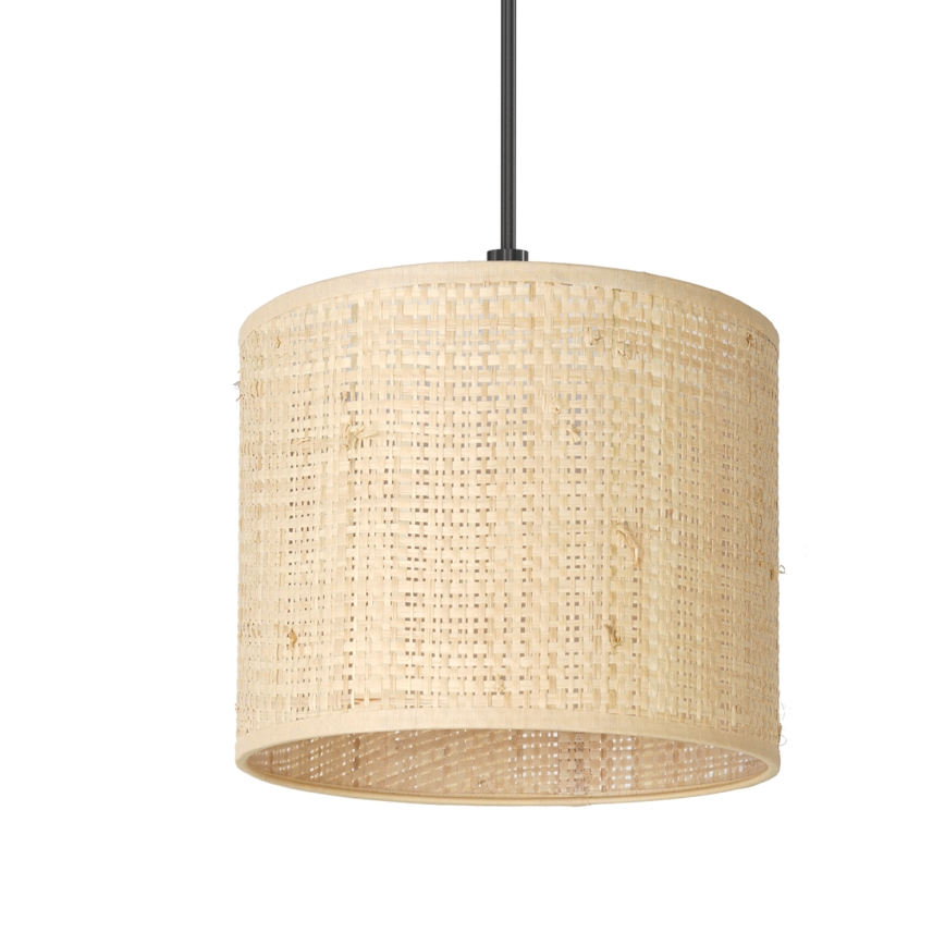 Ljuskrona med upphängningsrem RATTAN 1xE27/60W/230V diameter 18 cm rotting