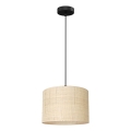 Ljuskrona med upphängningsrem RATTAN 1xE27/60W/230V diameter 25 cm rotting