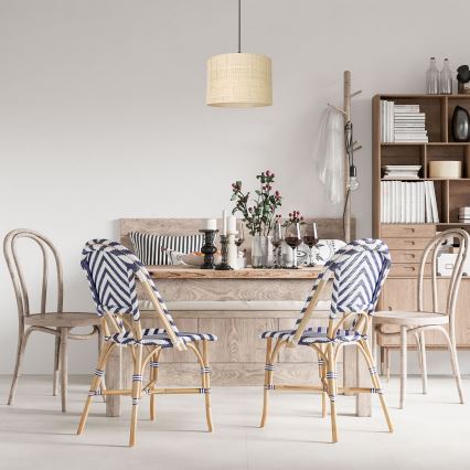 Ljuskrona med upphängningsrem RATTAN 1xE27/60W/230V diameter 25 cm rotting