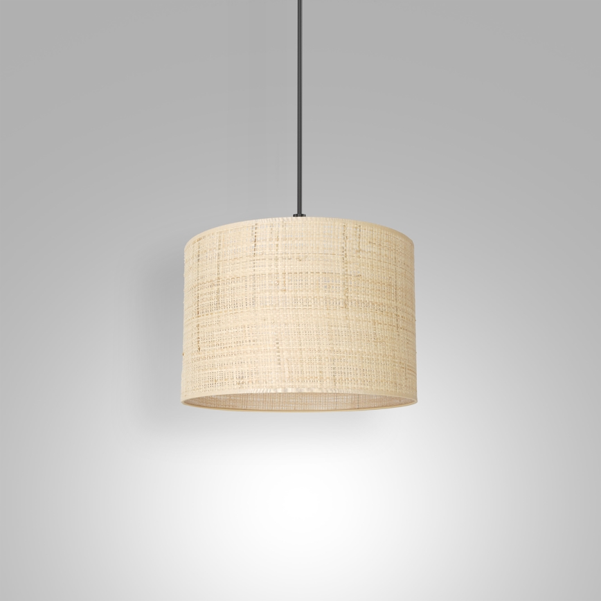 Ljuskrona med upphängningsrem RATTAN 1xE27/60W/230V diameter 25 cm rotting