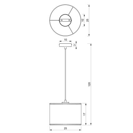 Ljuskrona med upphängningsrem RATTAN 1xE27/60W/230V diameter 25 cm rotting