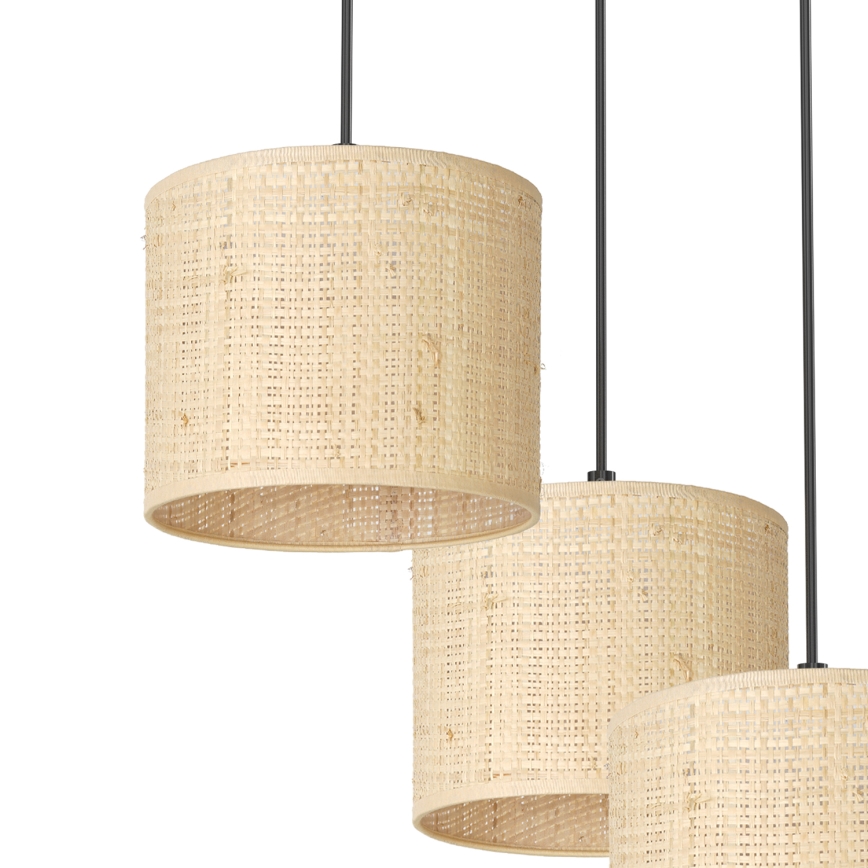 Ljuskrona med upphängningsrem RATTAN 3xE27/60W/230V rotting