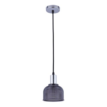 Ljuskrona med upphängningsrem REFLECT 1xE27/15W/230V grå/skinande krom