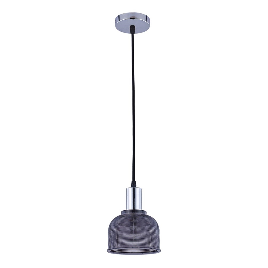 Ljuskrona med upphängningsrem REFLECT 1xE27/15W/230V grå/skinande krom