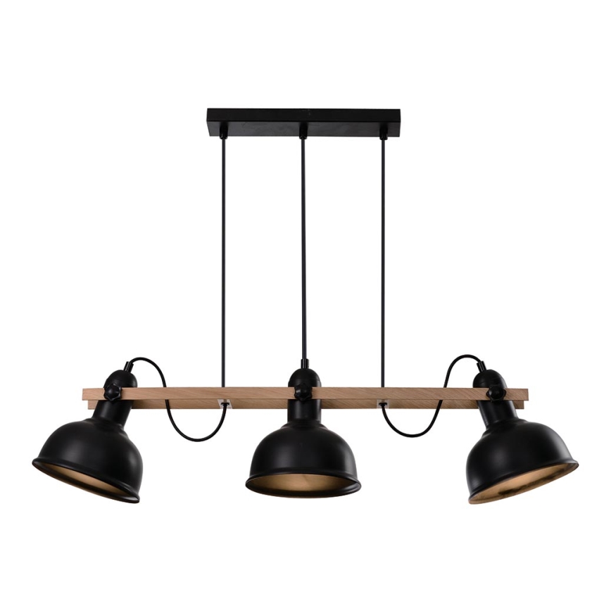 Ljuskrona med upphängningsrem RENO 3xE27/40W/230V svart/brun
