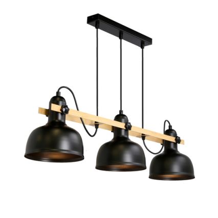 Ljuskrona med upphängningsrem RENO 3xE27/40W/230V svart/brun