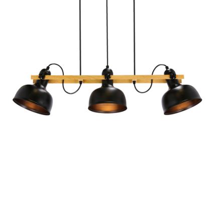 Ljuskrona med upphängningsrem RENO 3xE27/40W/230V svart/brun