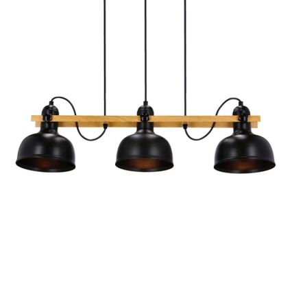 Ljuskrona med upphängningsrem RENO 3xE27/40W/230V svart/brun