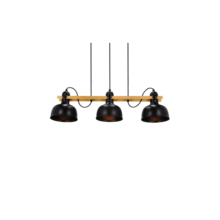 Ljuskrona med upphängningsrem RENO 3xE27/40W/230V svart/brun