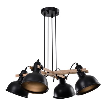 Ljuskrona med upphängningsrem RENO 4xE27/40W/230V svart/brun