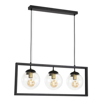Ljuskrona med upphängningsrem REY 3xE27/7W/230V svart