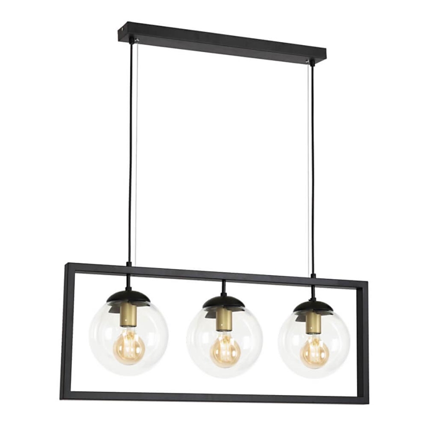 Ljuskrona med upphängningsrem REY 3xE27/7W/230V svart
