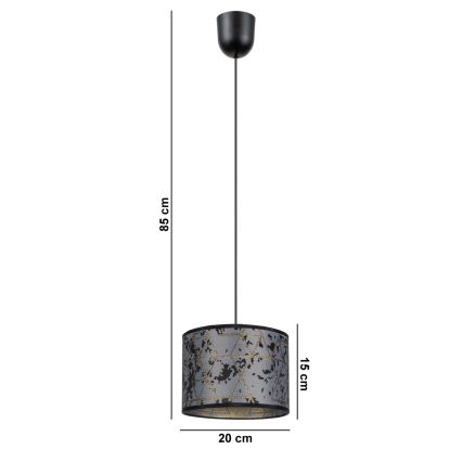 Ljuskrona med upphängningsrem  REZO 1xE27/60W/230V grå