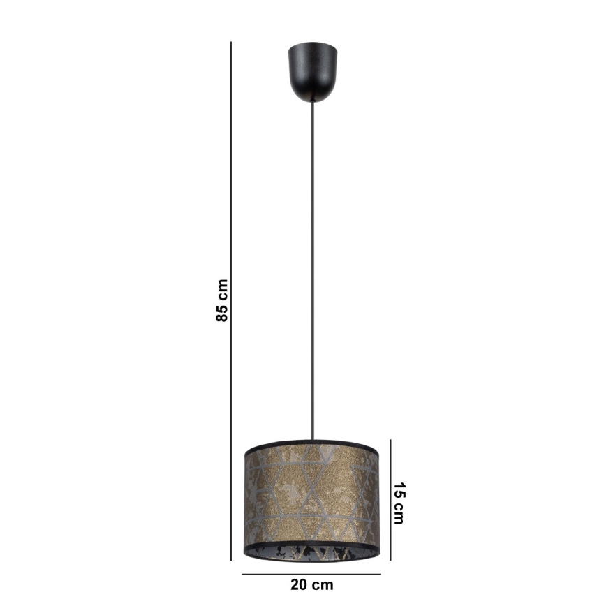 Ljuskrona med upphängningsrem  REZO 1xE27/60W/230V gyllene 