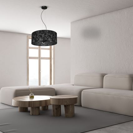 Ljusskrona med upphängningsrem  SATINO 3xE27/60W/230V svart /grå