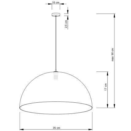 Ljuskrona med upphängningsrem SFERA 1xE27/60W/230V diameter 35 cm grå/guld