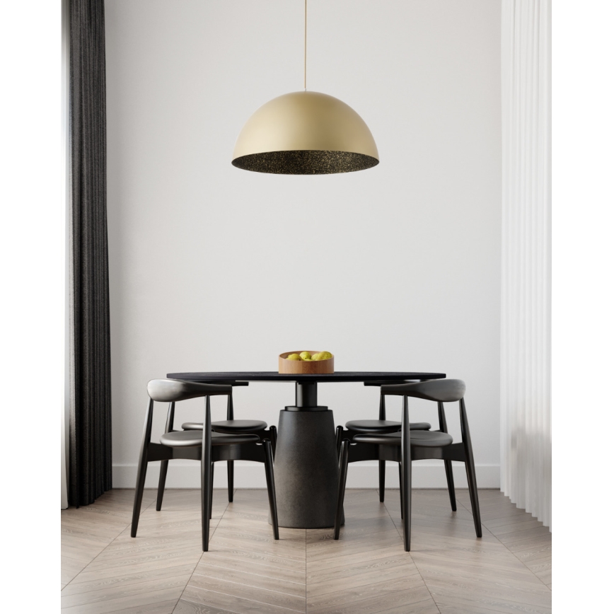 Ljuskrona med upphängningsrem SFERA 1xE27/60W/230V diameter 35 cm gyllene/svart