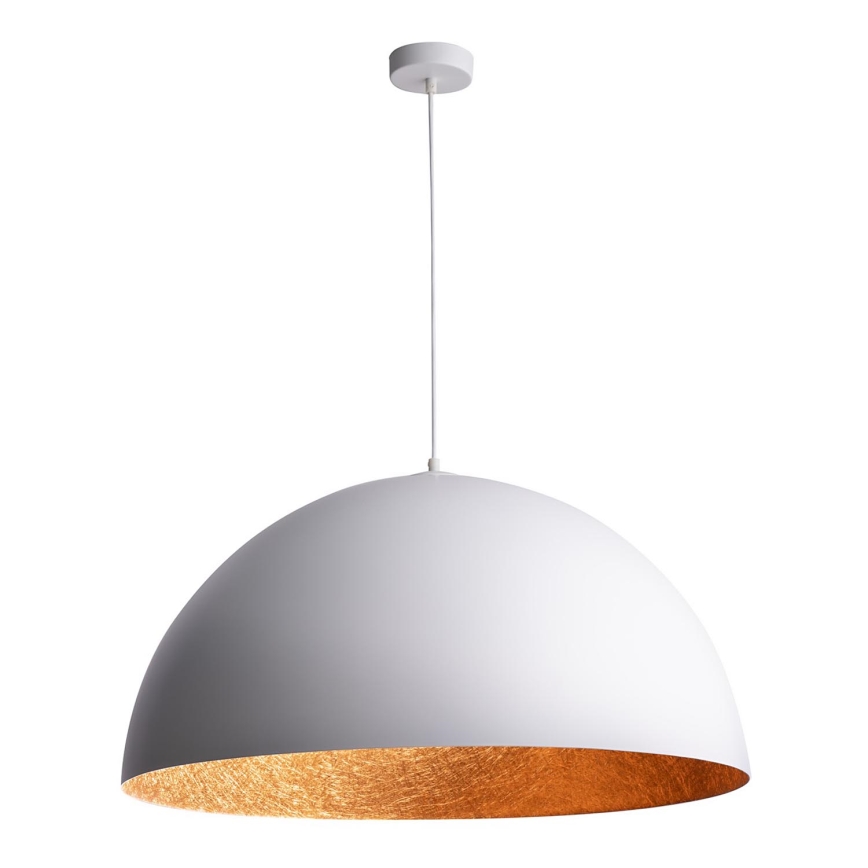 Ljuskrona med upphängningsrem SFERA 1xE27/60W/230V diameter 35 cm vit/koppar