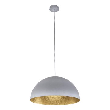 Ljuskrona med upphängningsrem SFERA 1xE27/60W/230V diameter 50 cm grå/gyllene