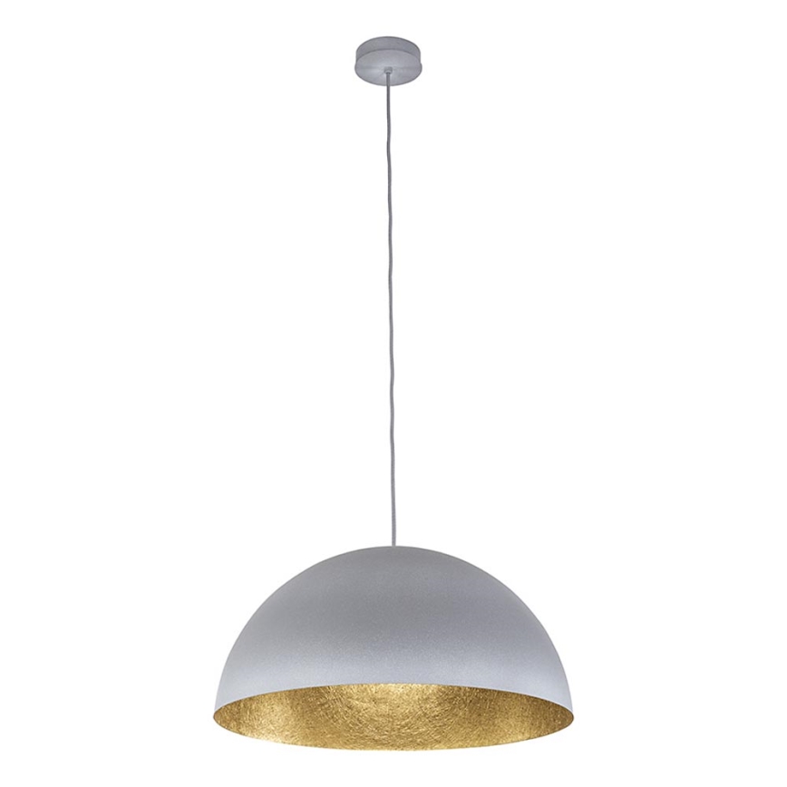 Ljuskrona med upphängningsrem SFERA 1xE27/60W/230V diameter 50 cm grå/gyllene