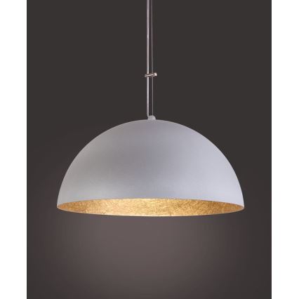 Ljuskrona med upphängningsrem SFERA 1xE27/60W/230V diameter 50 cm grå/gyllene