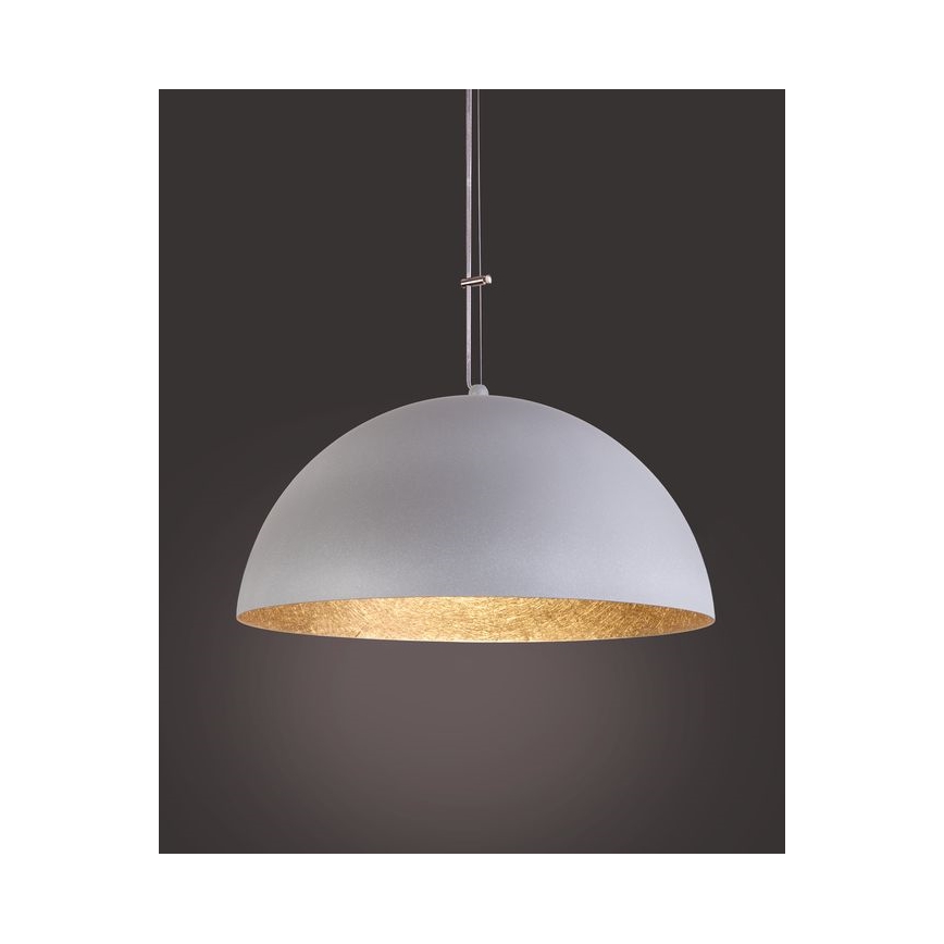 Ljuskrona med upphängningsrem SFERA 1xE27/60W/230V diameter 50 cm grå/gyllene